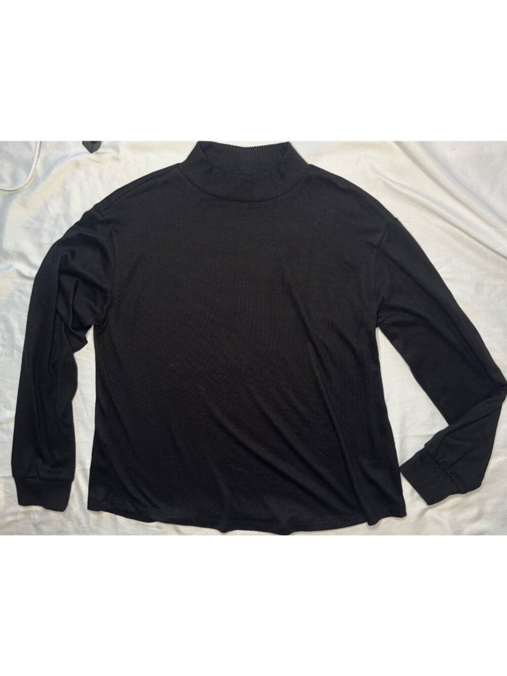 a.n.a. Black Mock Neck Long Sleeve Knit Top High Neck Classic
